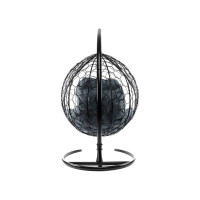 Подвесное кресло M-GROUP XL с ротангом чёрное, серая подушка 11120409