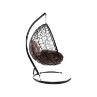 Подвесное кресло M-GROUP XL с ротангом чёрное, коричневая подушка 11120405