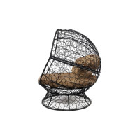 Кресло M-GROUP АПЕЛЬСИН с ротангом чёрное, бежевая подушка 11520401