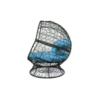 Кресло M-GROUP АПЕЛЬСИН с ротангом чёрное, голубая подушка 11520403