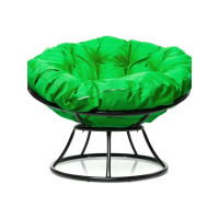 Кресло M-GROUP ПАПАСАН без ротанга чёрное, зелёная подушка 12010404