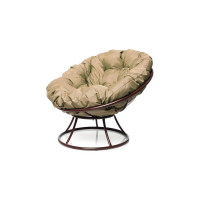 Кресло M-GROUP ПАПАСАН без ротанга коричневое, бежевая подушка 12010201