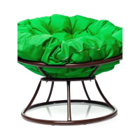 Кресло M-GROUP ПАПАСАН без ротанга коричневое, зелёная подушка 12010204