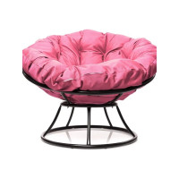 Кресло M-GROUP ПАПАСАН без ротанга чёрное, розовая подушка 12010408