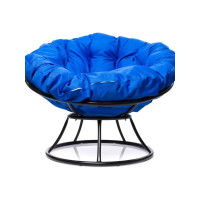 Кресло M-GROUP ПАПАСАН без ротанга чёрное, синяя подушка 12010410