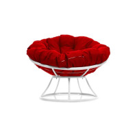 Кресло M-GROUP ПАПАСАН без ротанга белое, красная подушка 12010106