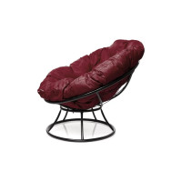 Кресло M-GROUP ПАПАСАН без ротанга чёрное, бордовая подушка 12010402