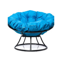 Кресло M-GROUP ПАПАСАН без ротанга чёрное, голубая подушка 12010403