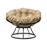 Кресло M-GROUP ПАПАСАН без ротанга чёрное, бежевая подушка 12010401