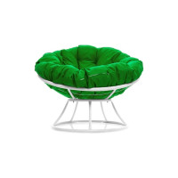 Кресло M-GROUP ПАПАСАН без ротанга белое, зелёная подушка 12010104
