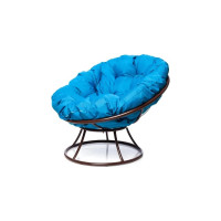 Кресло M-GROUP ПАПАСАН без ротанга коричневое, голубая подушка 12010203