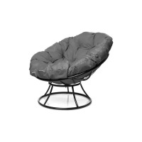 Кресло M-GROUP ПАПАСАН без ротанга чёрное, серая подушка 12010409