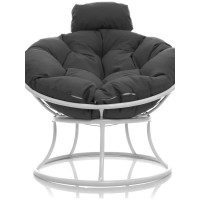 Кресло M-GROUP ПАПАСАН мини без ротанга белое, серая подушка 12060109