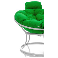 Кресло M-GROUP ПАПАСАН мини без ротанга белое, зелёная подушка 12060104