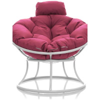 Кресло M-GROUP ПАПАСАН мини без ротанга белое, розовая подушка 12060108