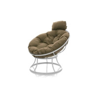 Кресло M-GROUP ПАПАСАН мини без ротанга белое, бежевая подушка 12060101