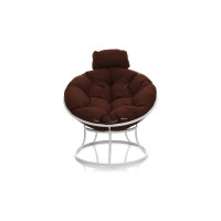 Кресло M-GROUP ПАПАСАН мини без ротанга белое, коричневая подушка 12060105