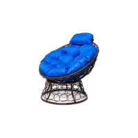 Кресло M-GROUP ПАПАСАН мини с ротангом коричневое, синяя подушка 12070210