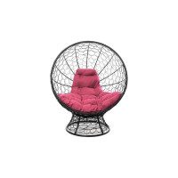 Кресло M-GROUP КОКОС на подставке с ротангом чёрное, розовая подушка 11590408
