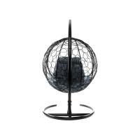 Подвесное кресло M-GROUP КРУГ с ротангом чёрное, серая подушка 11050409