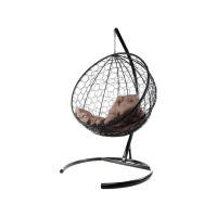 Подвесное кресло M-GROUP КРУГ с ротангом чёрное, коричневая подушка 11050405