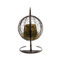 Подвесное кресло M-GROUP КРУГ с ротангом коричневое, бежевая подушка 11050201