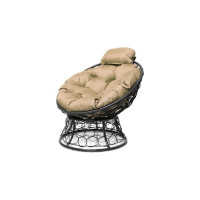 Кресло M-GROUP ПАПАСАН мини с ротангом чёрное, бежевая подушка 12070401