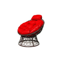 Кресло M-GROUP ПАПАСАН мини с ротангом коричневое, красная подушка 12070206