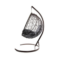 Подвесное кресло M-GROUP КРУГ с ротангом коричневое, серая подушка 11050209