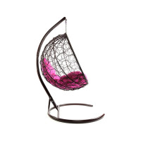 Подвесное кресло M-GROUP КРУГ с ротангом коричневое, розовая подушка 11050208