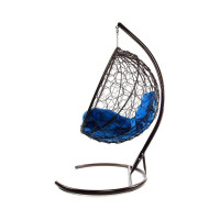 Подвесное кресло M-GROUP КРУГ с ротангом коричневое, синяя подушка 11050210