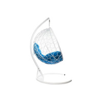 Подвесное кресло M-GROUP КРУГ с ротангом белое, синяя подушка 11050110