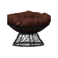 Кресло M-GROUP ПАПАСАН с ротангом чёрное, коричневая подушка 12020405