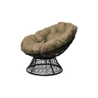 Кресло M-GROUP ПАПАСАН с ротангом чёрное, бежевая подушка 12020401