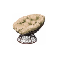 Кресло M-GROUP ПАПАСАН с ротангом коричневое, бежевая подушка 12020201