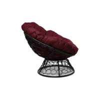 Кресло M-GROUP ПАПАСАН с ротангом чёрное, бордовая подушка 12020402