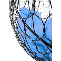 Подвесное кресло M-GROUP КАПЛЯ с ротангом чёрное, голубая подушка 11020403