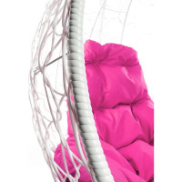 Подвесное кресло M-GROUP КАПЛЯ с ротангом белое, розовая подушка 11020108