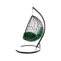 Подвесное кресло M-GROUP КАПЛЯ с ротангом коричневое, зелёная подушка 11020204
