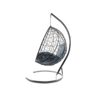 Подвесное кресло M-GROUP КАПЛЯ с ротангом чёрное, серая подушка 11020409
