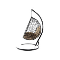 Подвесное кресло M-GROUP КАПЛЯ с ротангом чёрное, бежевая подушка 11020401