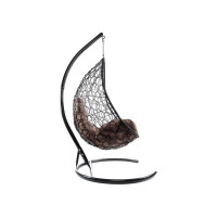 Подвесное кресло M-GROUP ОВАЛ с ротангом чёрное, коричневая подушка 11140405