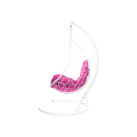 Подвесное кресло M-GROUP ОВАЛ с ротангом белое, розовая подушка 11140108