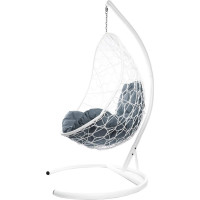 Подвесное кресло M-GROUP ОВАЛ с ротангом белое, серая подушка 11140109