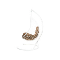 Подвесное кресло M-GROUP ОВАЛ с ротангом белое, бежевая подушка 11140101