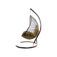 Подвесное кресло M-GROUP ОВАЛ с ротангом коричневое, бежевая подушка 11140201