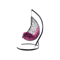 Подвесное кресло M-GROUP ОВАЛ с ротангом чёрное, розовая подушка 11140408