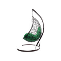 Подвесное кресло M-GROUP ОВАЛ с ротангом коричневое, зелёная подушка 11140204