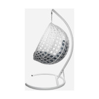 Подвесное кресло M-GROUP КРУГ ЛЮКС с ротангом белое, серая подушка 11060109