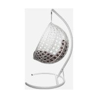 Подвесное кресло M-GROUP КРУГ ЛЮКС с ротангом белое, коричневая подушка 11060105